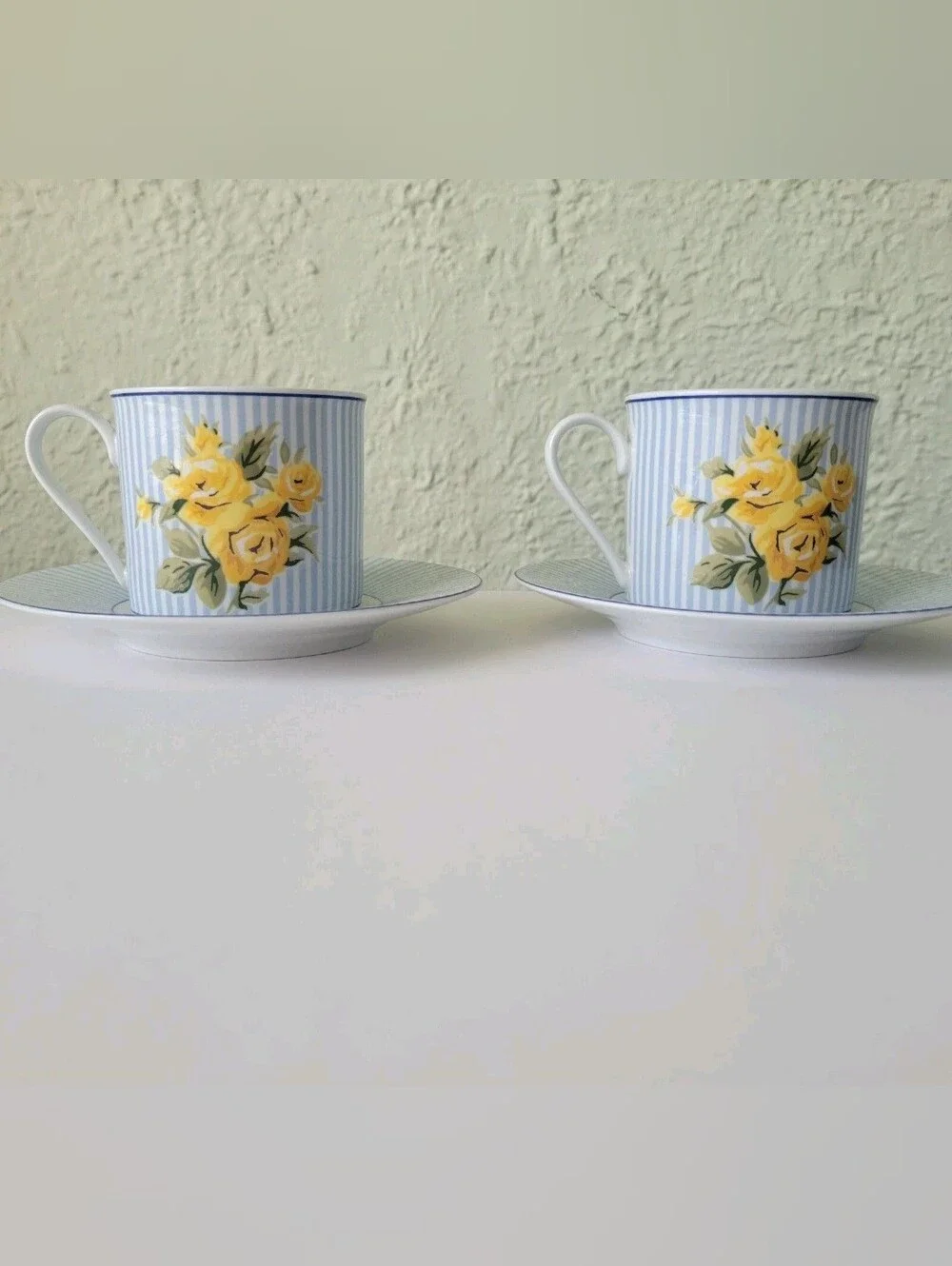 Laura Ashley Brighton Rose Tea Cup and Saucer Set of 2 Dishwasher Microwave Safe